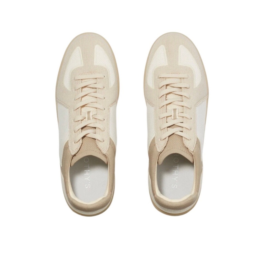 Rothys The RS01 Sneaker Chalk‎ Mens Beige Tan Knit Lace Up Trainers Size 9